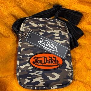 Von Dutch Brown Camouflage Messenger Bag